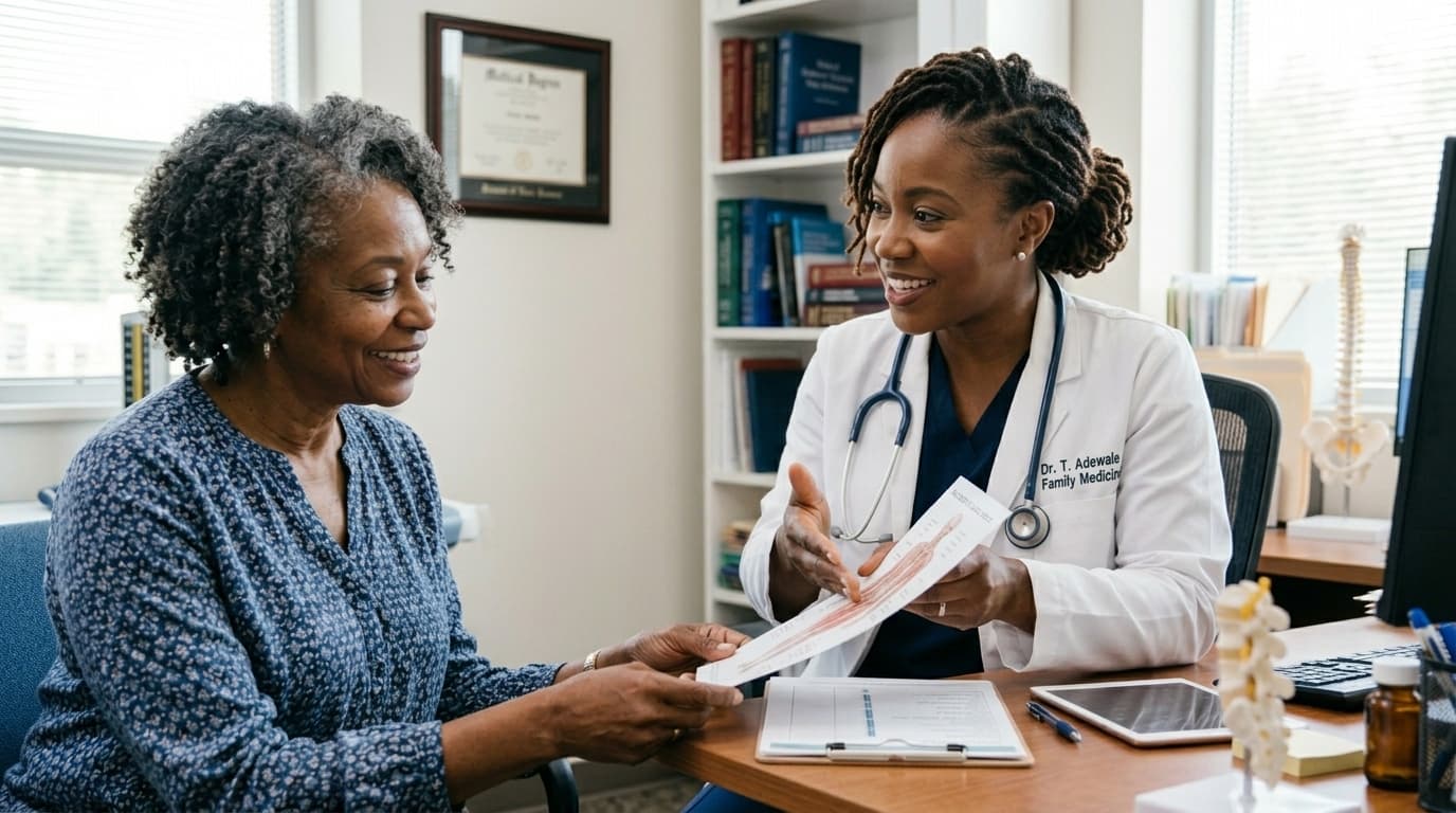 Doctor explaining medical information to a patient during a consultation